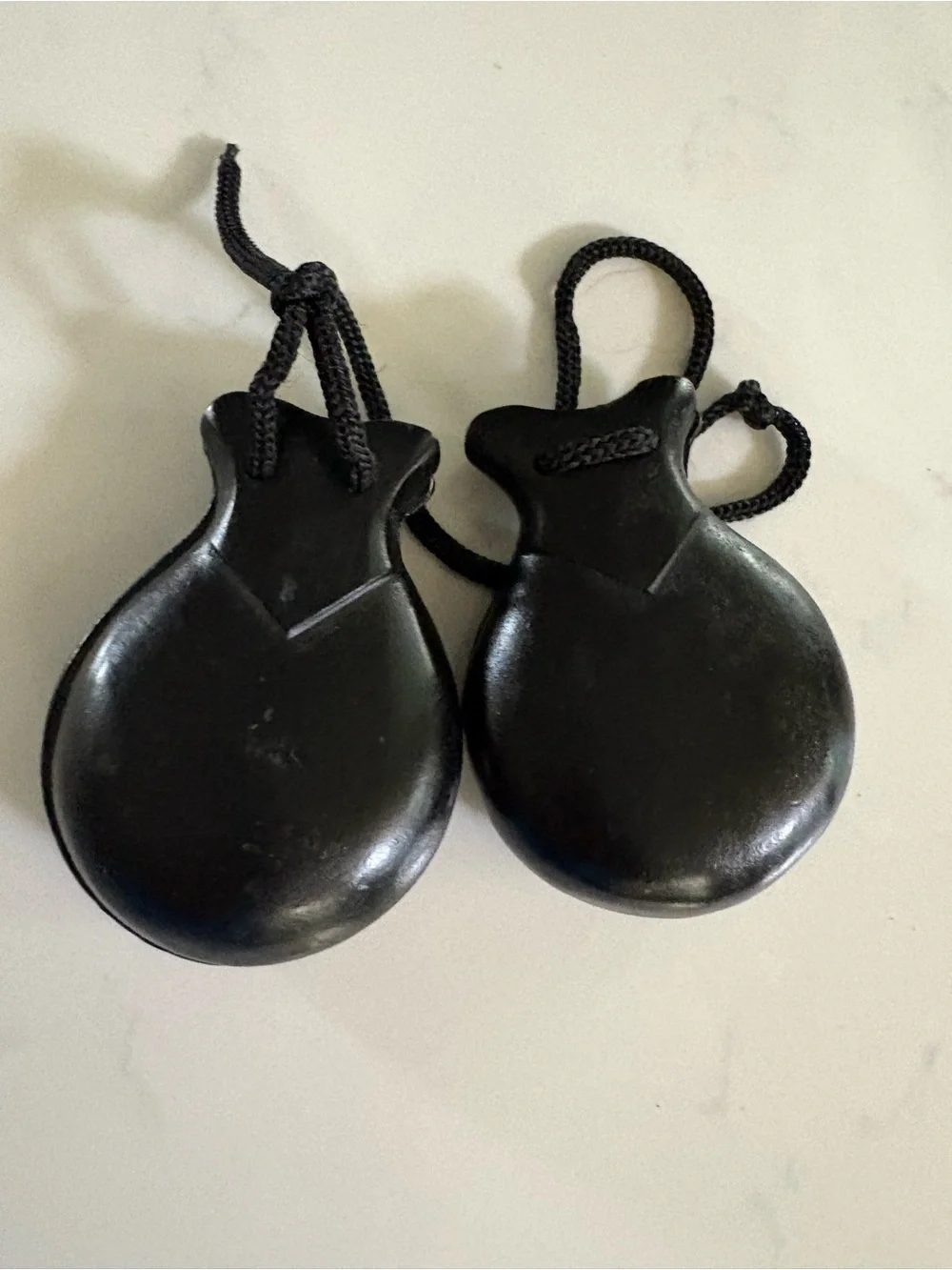 2 Pair of Spanish Flamenco  Black wood Castanets with Cord